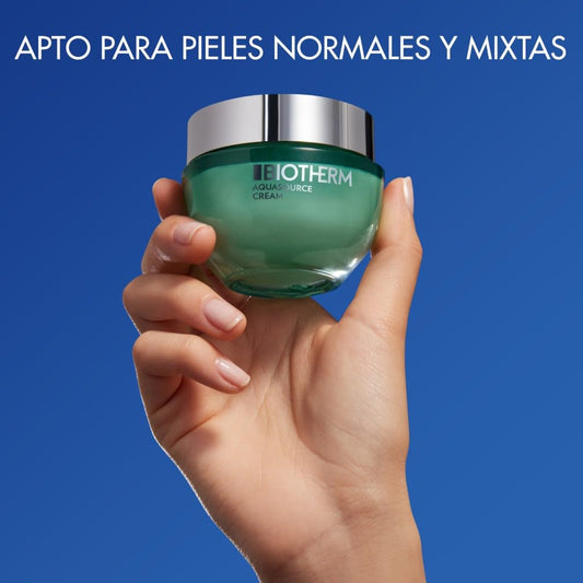 Biotherm, Aquasource Crema Facial Hidratante 48H, Hidrata y Calma, Enriquecida con Manosa y Life Plankton, Para Pieles Normales a Mixtas, 50 ml
