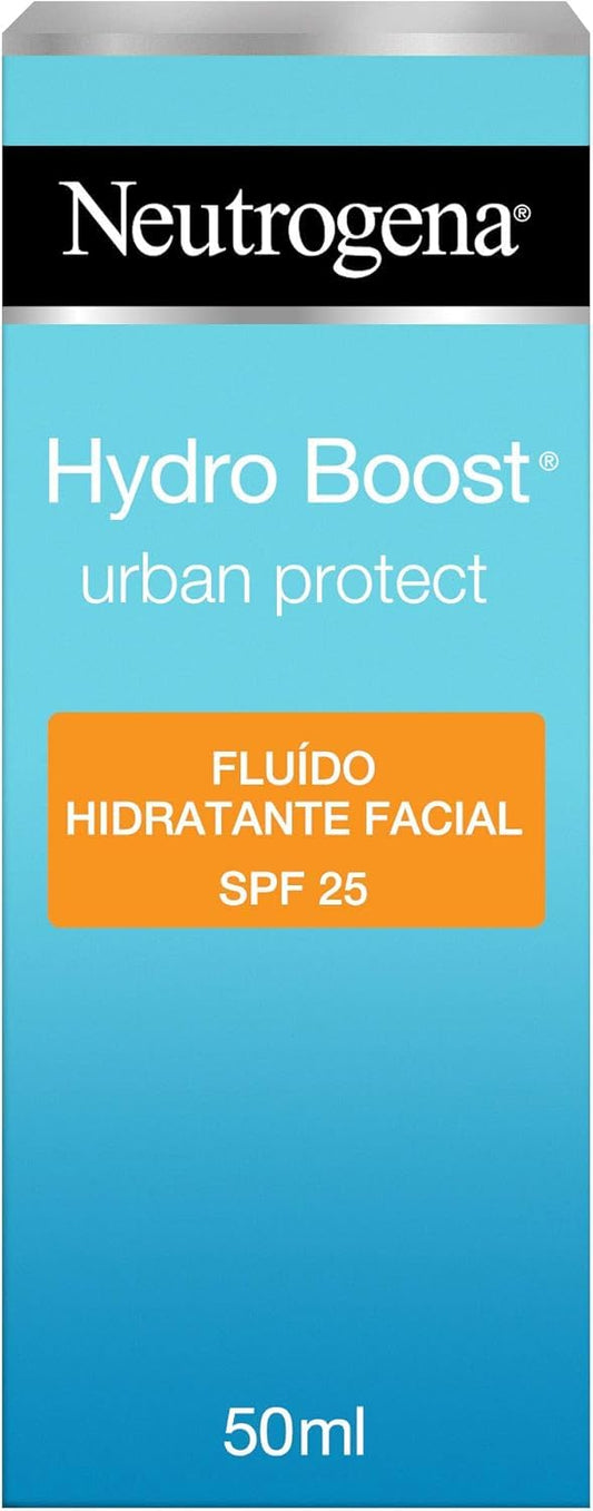 Neutrogena Hydro Boost Urban Protect Fluido Hidratante SPF 25 (1 x 50 ml), crema hidratante facial SPF 25 de uso diario, protector solar con ácido hialurónico