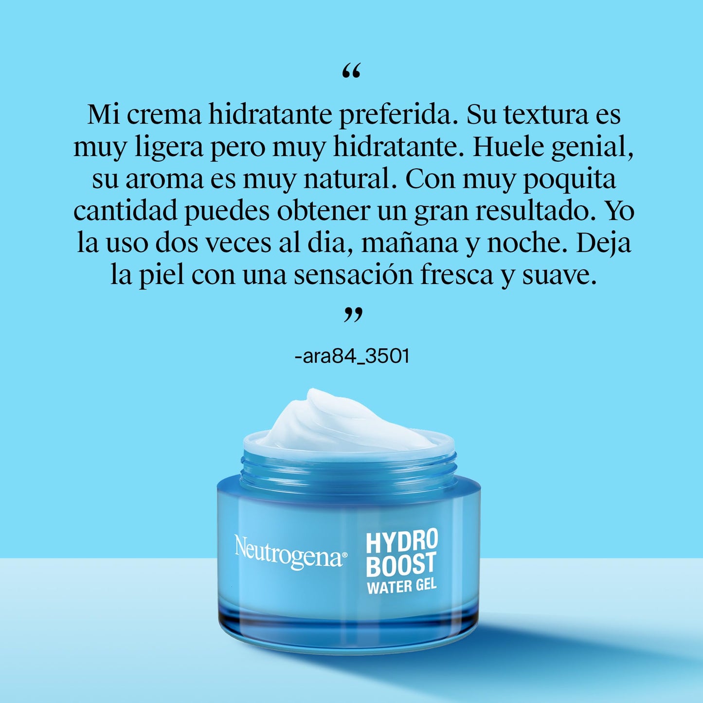 Neutrogena Hydro Boost Gel de agua (50 ml), gel hidratante facial con ácido hialurónico y aminoácidos, 72 horas de hidratación, fórmula no grasa, para piel normal o mixta