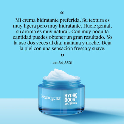 Neutrogena Hydro Boost Gel de agua (50 ml), gel hidratante facial con ácido hialurónico y aminoácidos, 72 horas de hidratación, fórmula no grasa, para piel normal o mixta