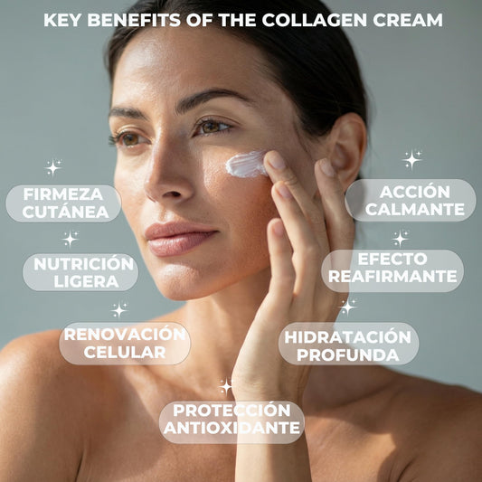 Crema Facial Hidratante 100ML BIO | Antiedad, Antirrugas, Reafirmante Dia Noche | Con Colageno Marino, Retinol, Acido Hialuronico, Vit E | Peptidos Aloe Vera | Dermatologicamente Testada Made in Italy