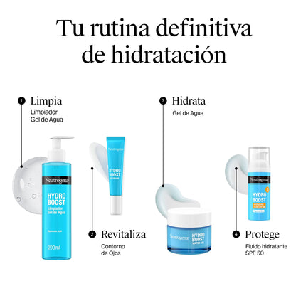 Neutrogena Hydro Boost Gel de agua (50 ml), gel hidratante facial con ácido hialurónico y aminoácidos, 72 horas de hidratación, fórmula no grasa, para piel normal o mixta