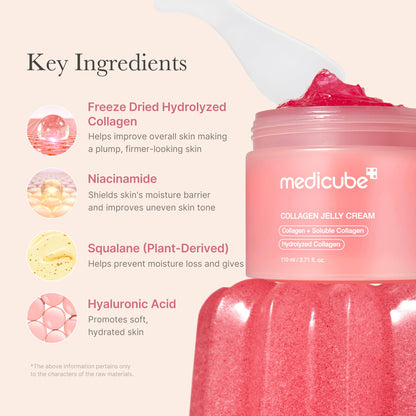 Medicube Crema de jalea de colágeno - niacinamida y colágeno hidrolizado - aumenta la hidratación de la barrera de la piel durante 24 horas - cuidado de la piel coreano (3.71 fl.oz.)