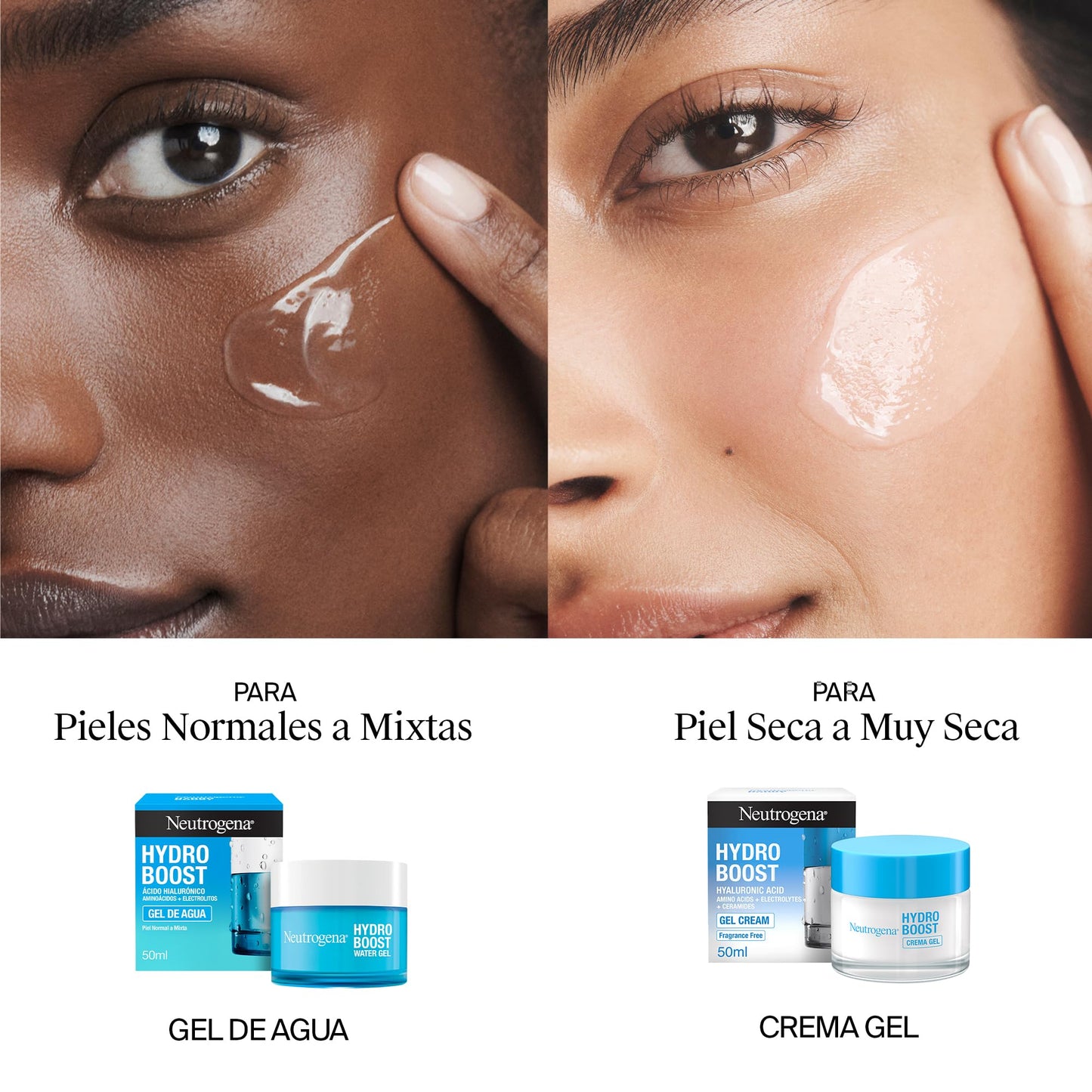 Neutrogena Hydro Boost Crema Gel (50 ml), crema hidratante facial formulada con ácido hialurónico, crema hidratante apta para pieles secas y sensibles, 72h de hidratación