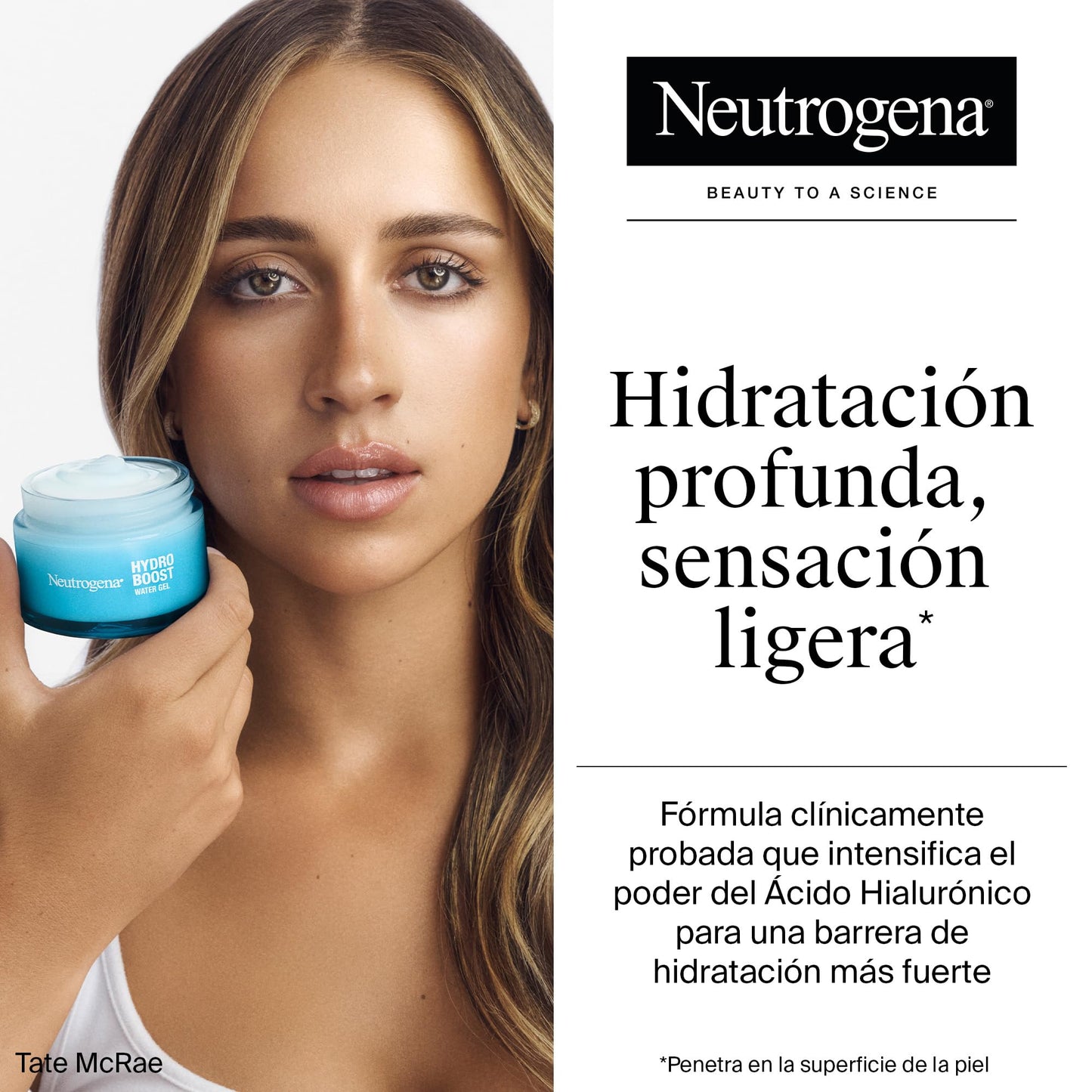 Neutrogena Hydro Boost Gel de agua (50 ml), gel hidratante facial con ácido hialurónico y aminoácidos, 72 horas de hidratación, fórmula no grasa, para piel normal o mixta